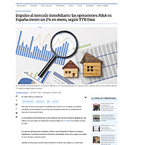 Impulso al mercado inmobiliario: las operaciones M&A en Espa�a crecen un 2% en enero, seg�n TTR Data